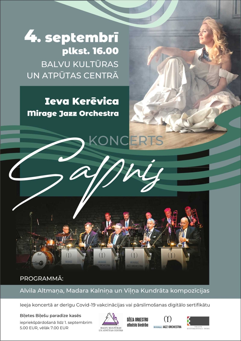 Ievas Kerēvicas un “Mirage Jazz Orchestra” koncerts “Sapnis”