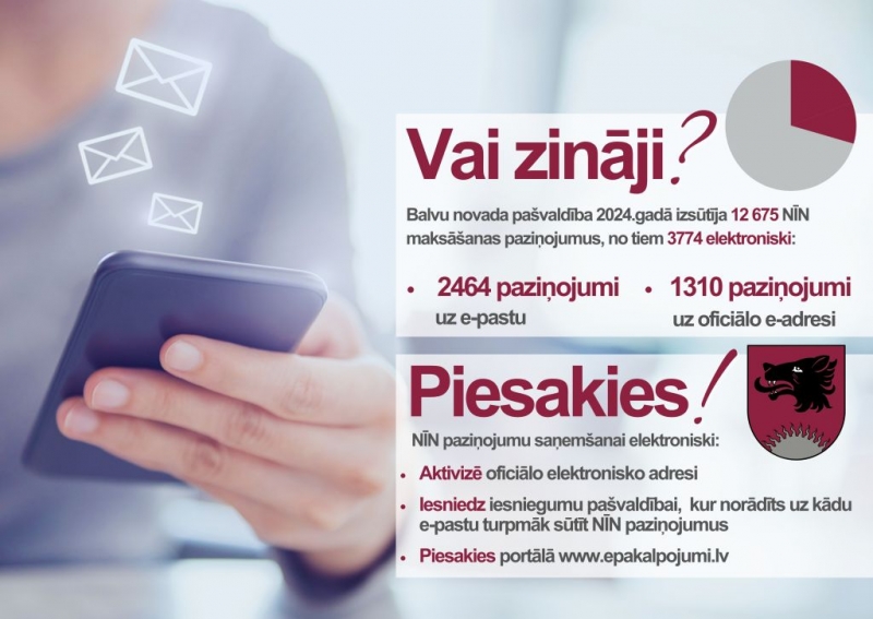 Saņemiet nekustamā īpašuma nodokļa paziņojumus elektroniski oficiālajā elektroniskā adresē!