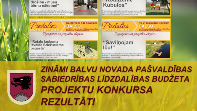 Zināmi Balvu novada pašvaldības sabiedrības līdzdalības budžeta projektu konkursa rezultāti