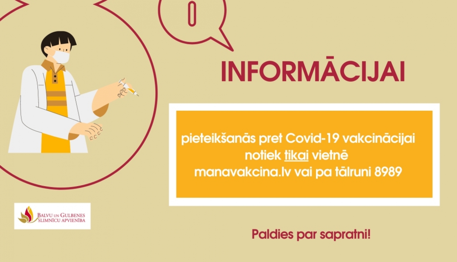 Informācija iedzīvotājiem par pieteikšanās kārtību uz pret Covid-19 vakcināciju