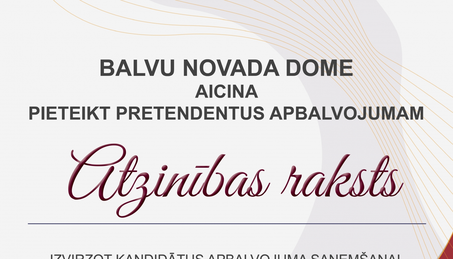 Balvu novada dome aicina pieteikt pretendentus apbalvojumam Atzinības raksts