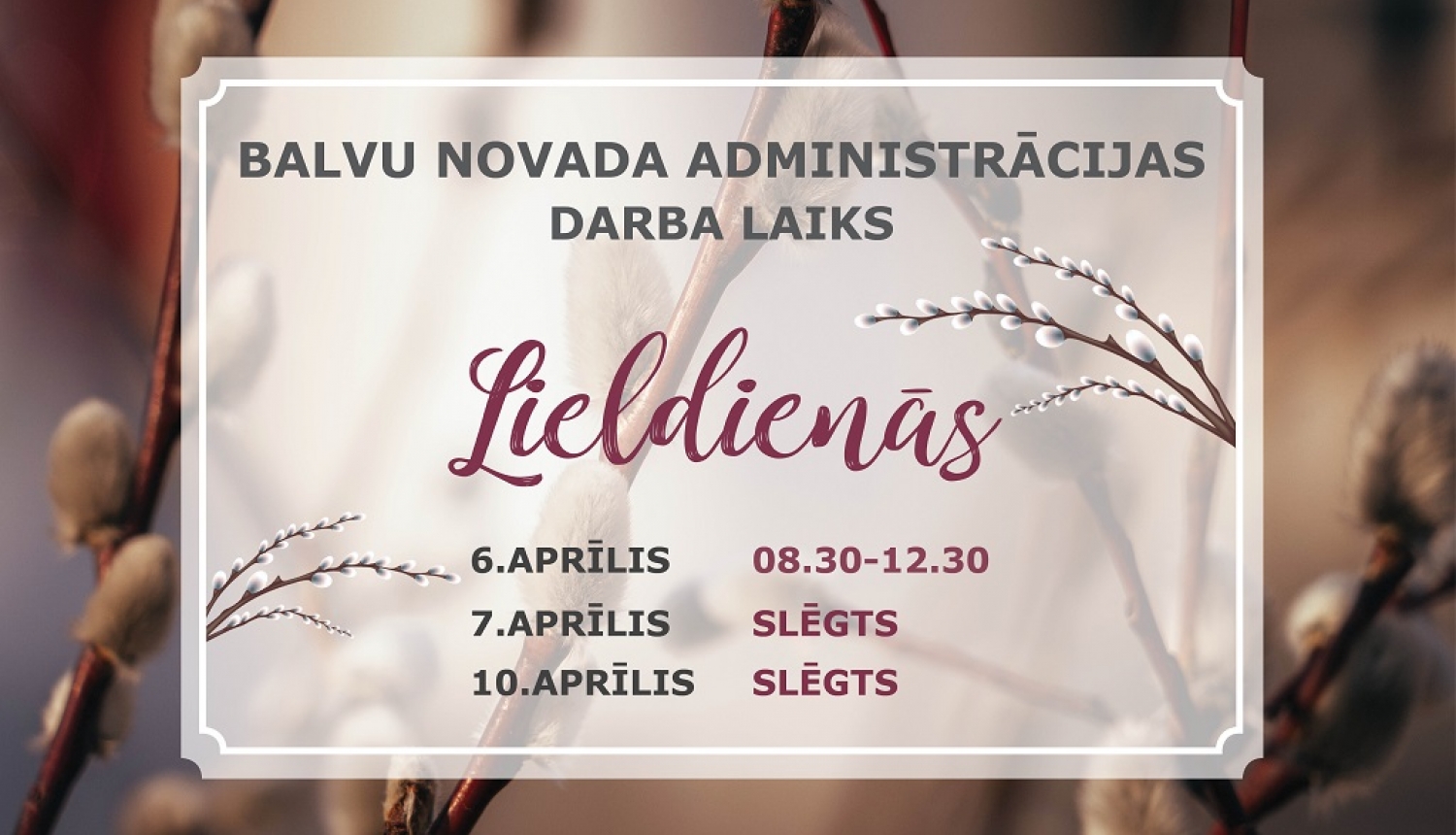 Darba laiks Lieldienās